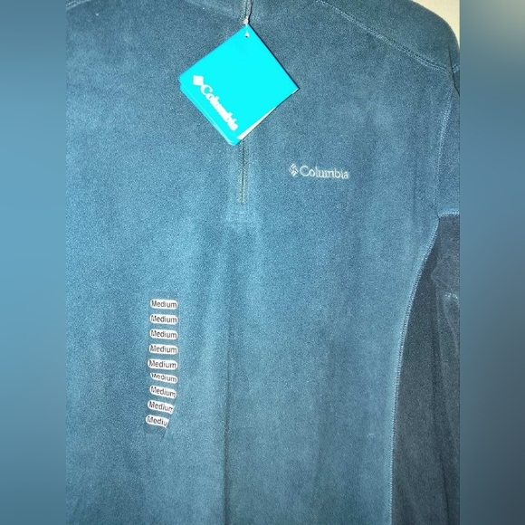 Columbia Men's Medium 3/4 zip fleece pullover blue teal - Picture 2 of 5